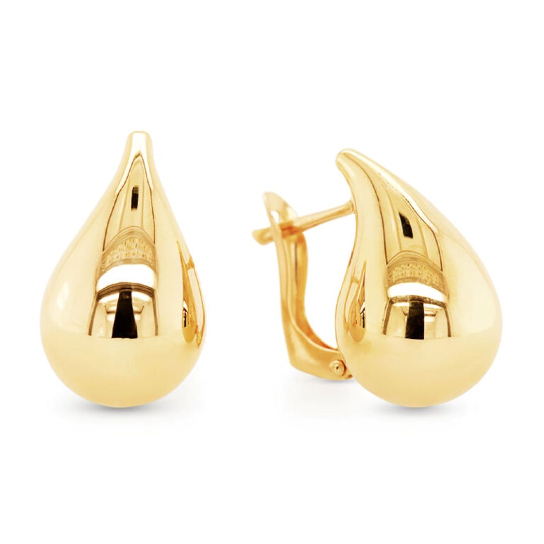 Yellow Gold Bonded On Silver Teardrop Earrings