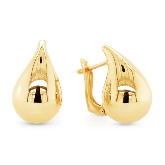 Yellow Gold Bonded On Silver Teardrop Earrings
