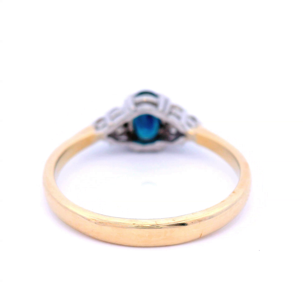 Sapphire Oval White Diamond Coloured Stone Ring