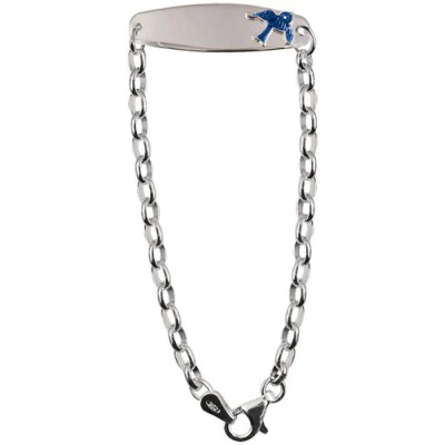 Sterling Silver Baby Id Belcher Bracelet with Blue Bird