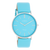 Silver Coloured Oozoo Watch With Bright Blue Leather Strap