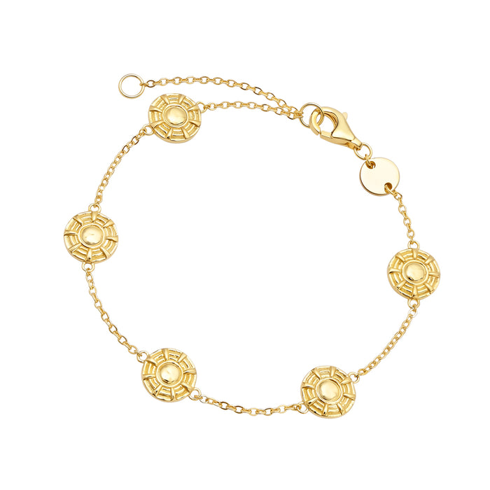 Brass Fine Curb Chain Bracelet with Petite Sun Ray Discs