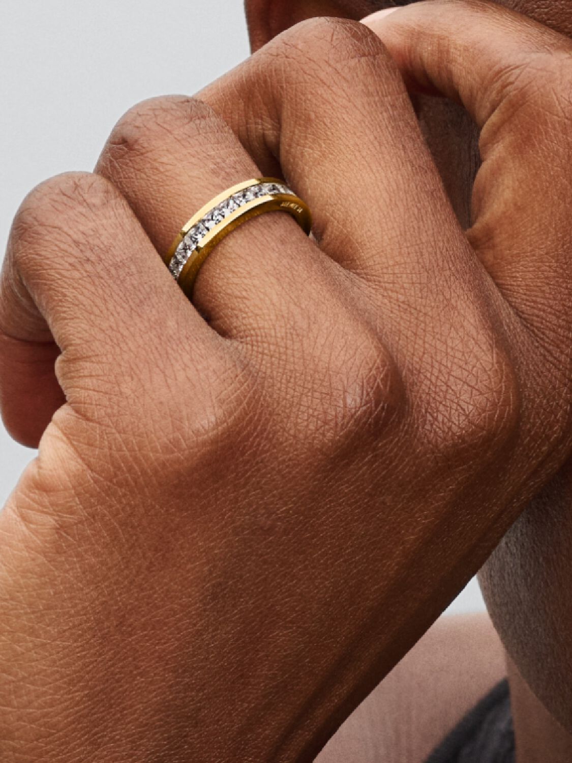 14k Gold-plated ring with clear cubic zirconia