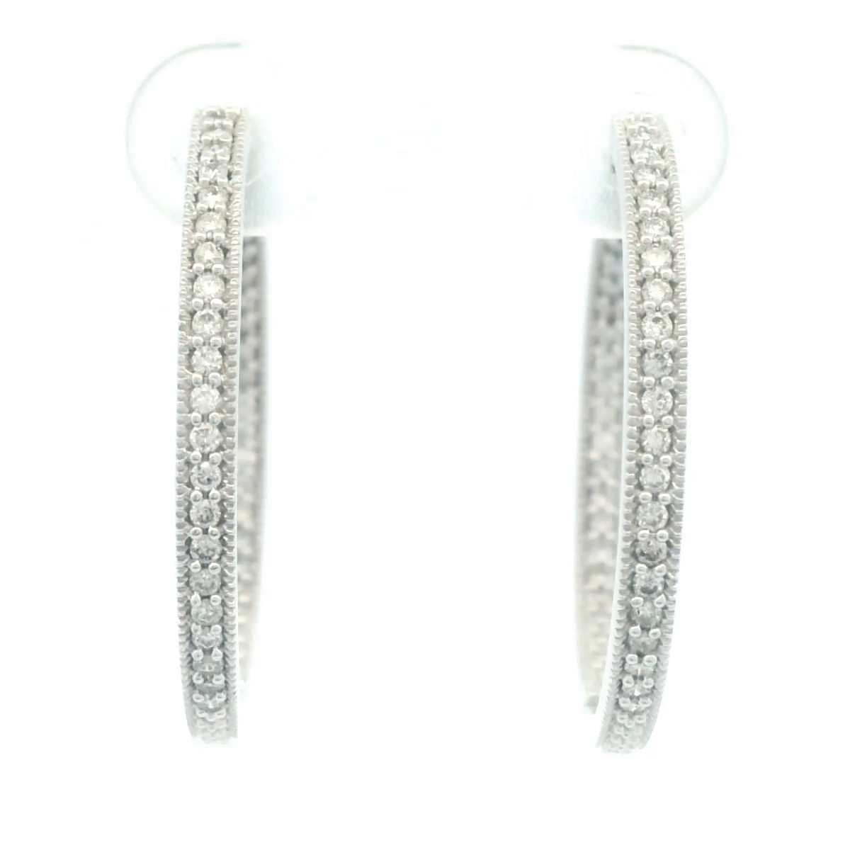 9CT W/G PAVE SET LARGE HUGGIE Dia EARRINGS TDW .50CT