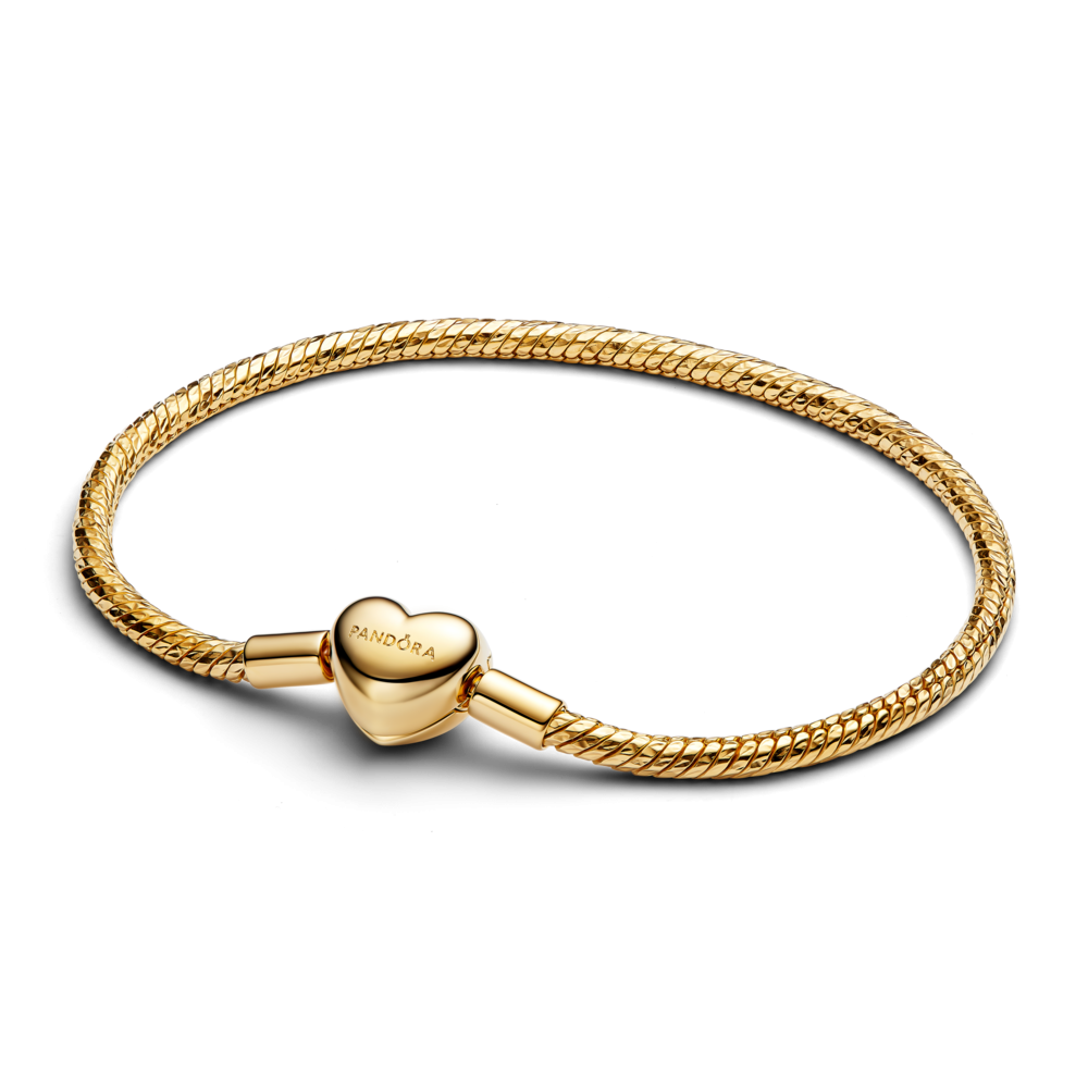 Pandora Heart Clasp Faceted Snake Chain Bracelet