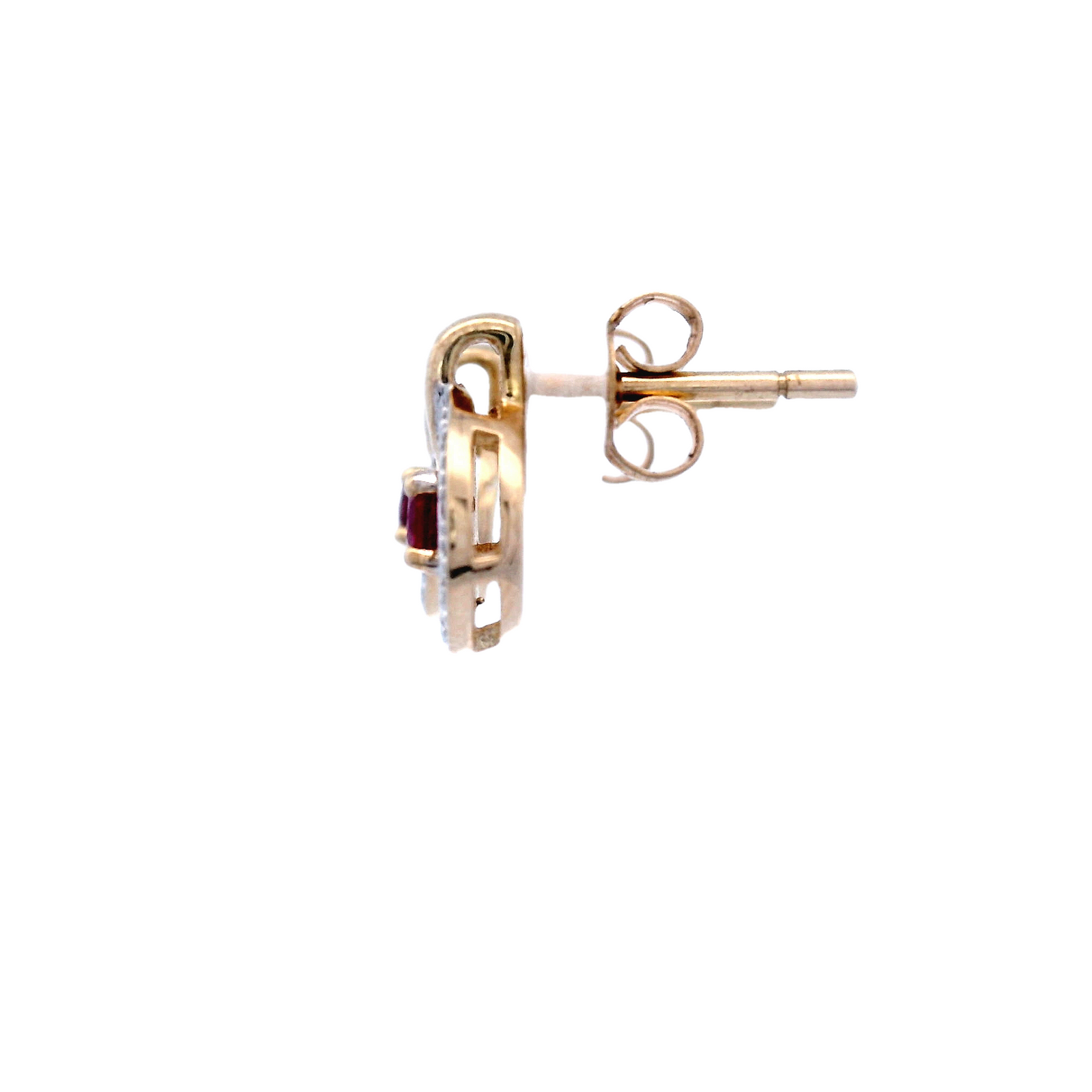 Ruby and Diamond in Yellow Gold Stud Earring