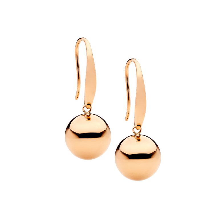 Ellani Stainless Steel Drop Ball on Shp Hook with Rose Gold IP Plating