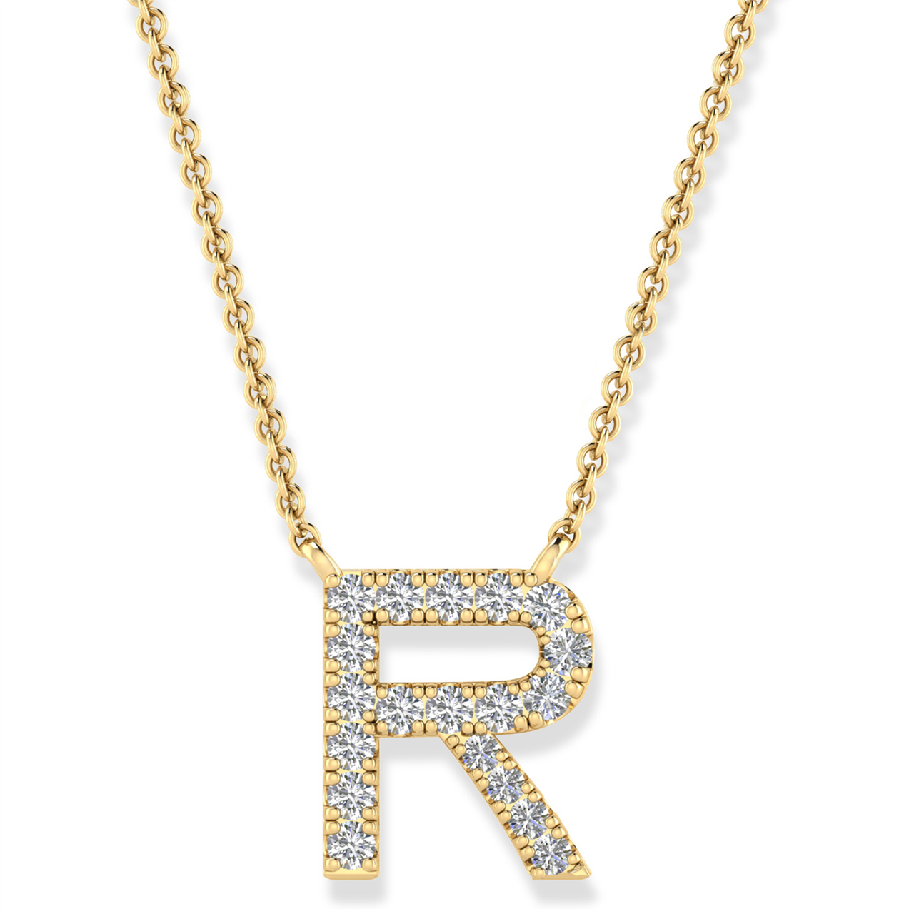 Diamond Set "S" Initial Necklace in 9 carat Yellow Gold