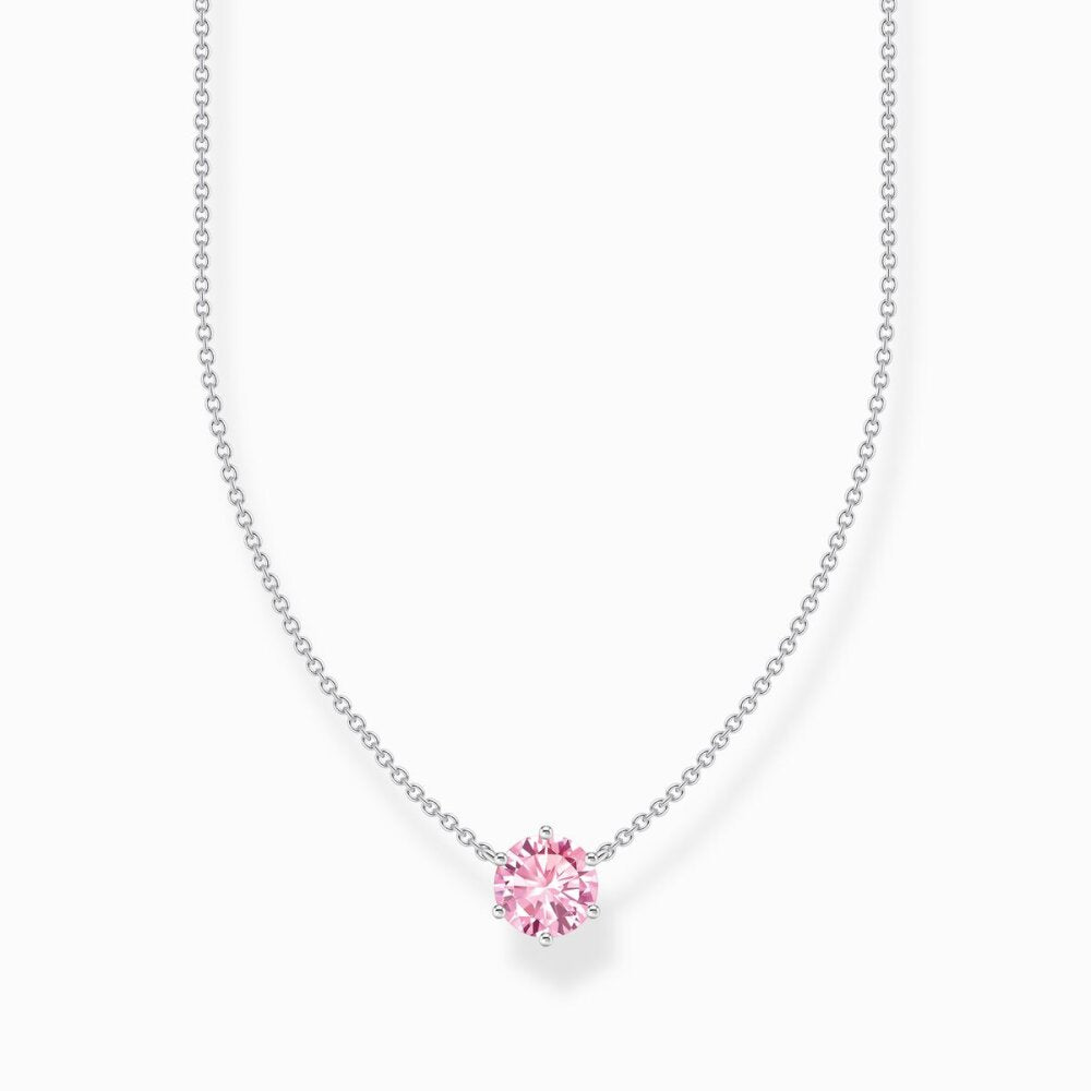 Thomas Pink Zirconia Solitaire Necklace