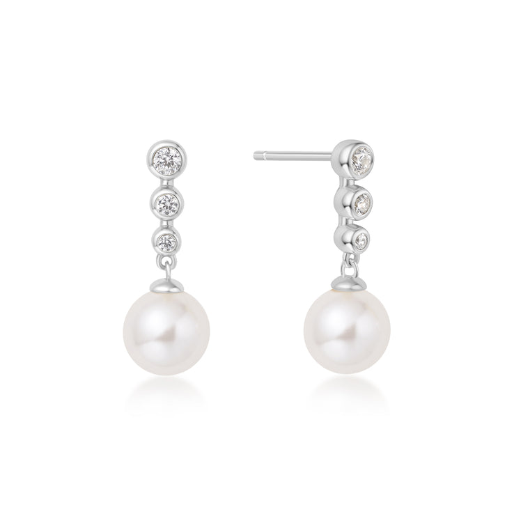 Ania Haie Tennis Beaded Stone Shell Pearl Drop Stud Earrings
