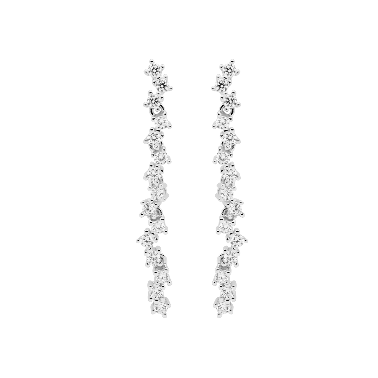 Dazzling Silver Drop Earrings with Cubic Zirconia Accents