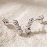 Sterling Silver Graduating Bezel Set White CZ Studs