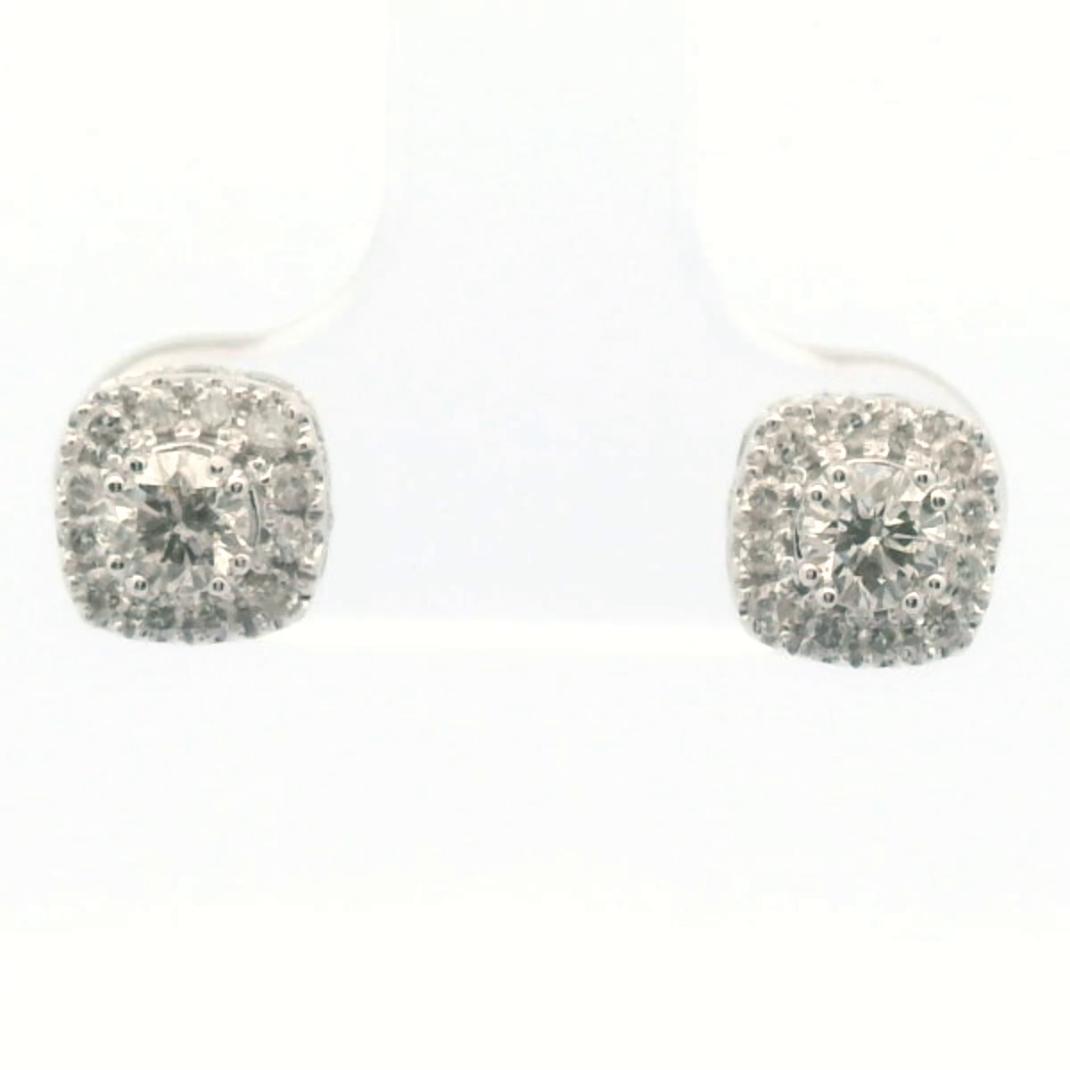 9CT W/GOLD DIA SETTDW 1.00CT Dia CLUSTER EAR RINGS