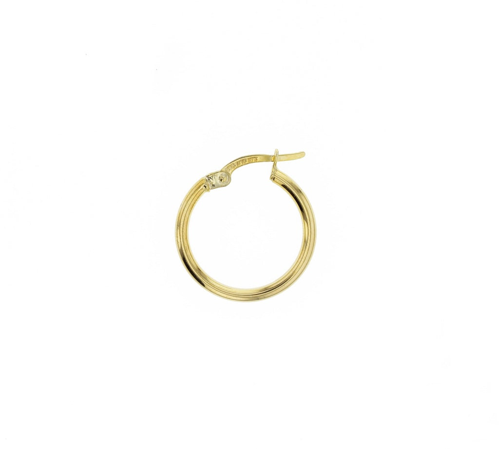 15mm Plain Hoop Earrings in 9 Carat Yelllow Gold, Silver Filled