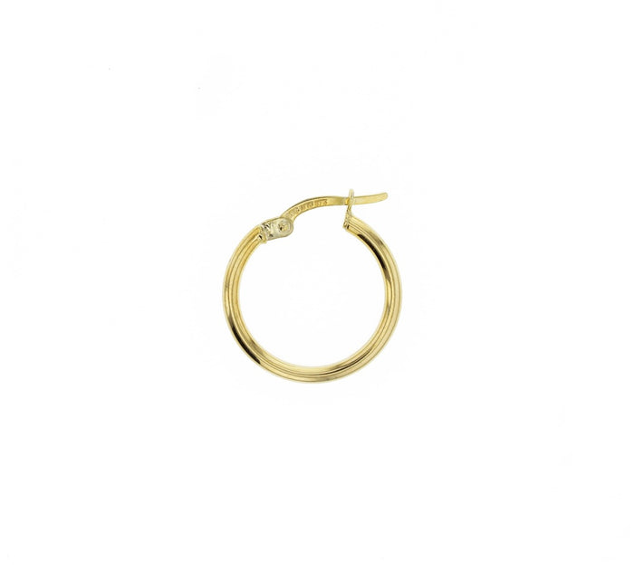 15mm Plain Hoop Earrings in 9 Carat Yelllow Gold, Silver Filled