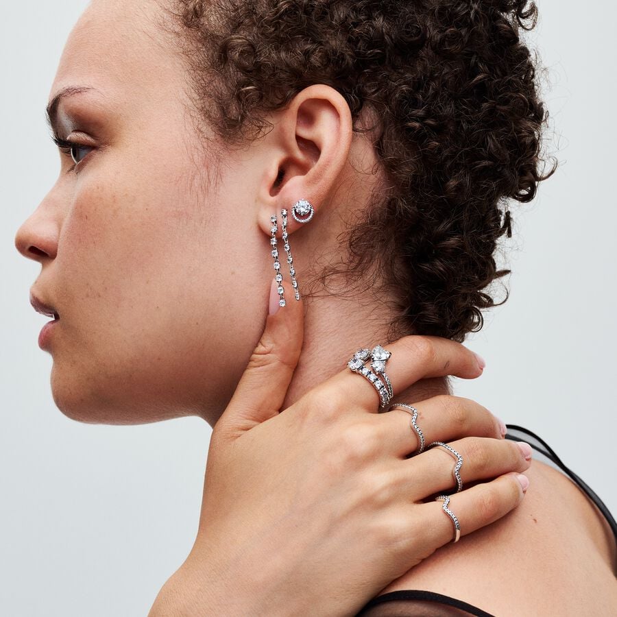 Pandora Sparkling Overlapping Band Ring