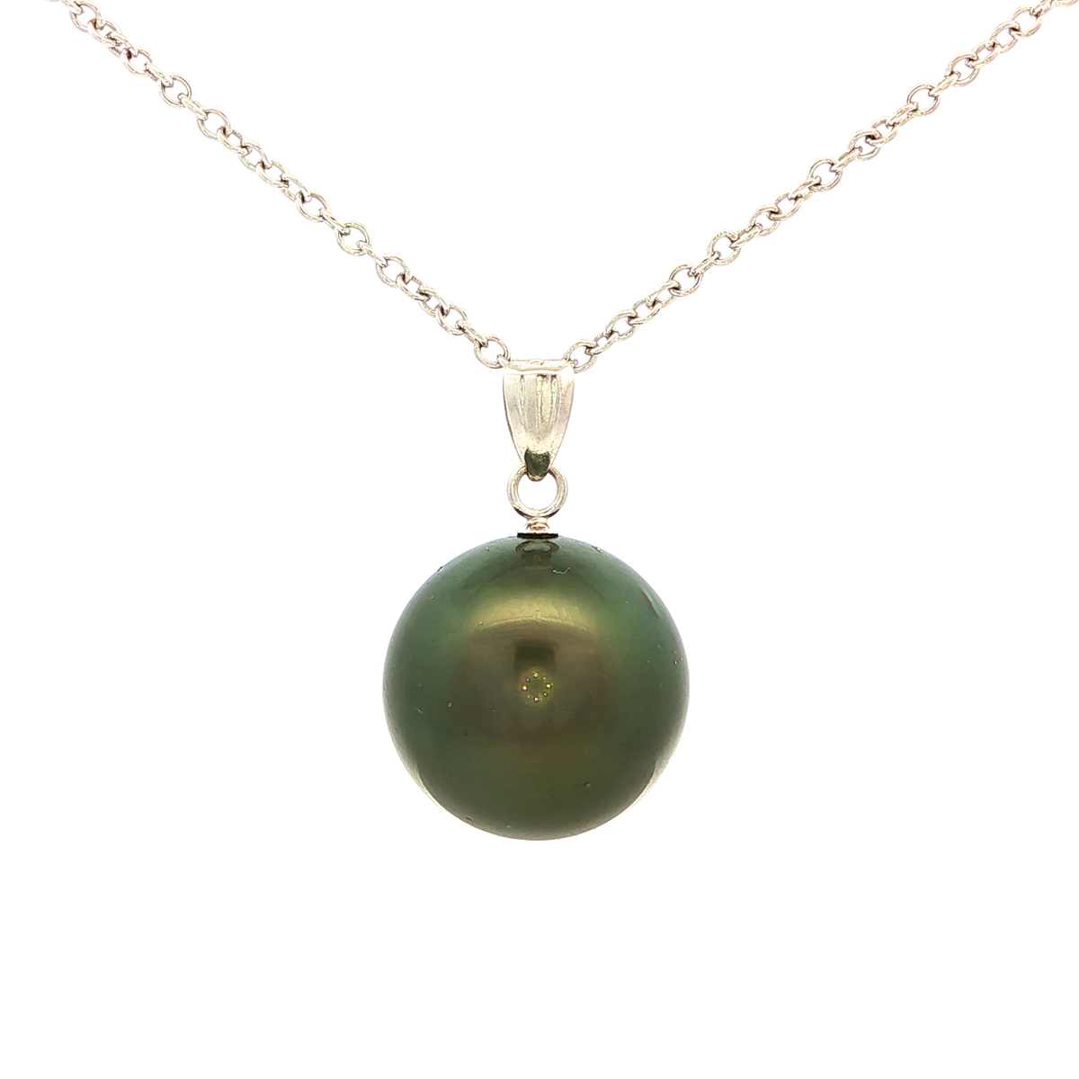 Pearl Drop Pendant in White Gold