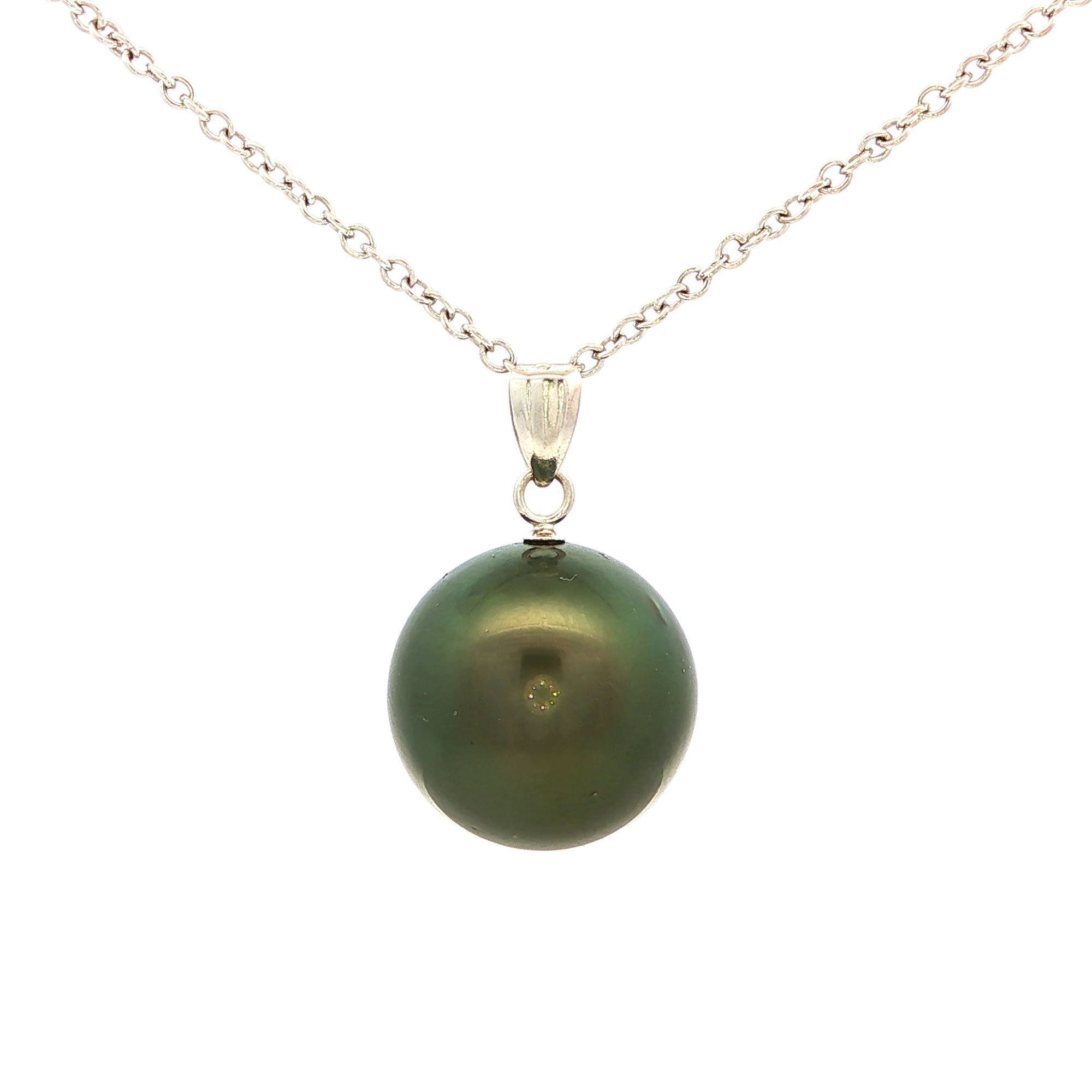 Pearl Drop Pendant in White Gold