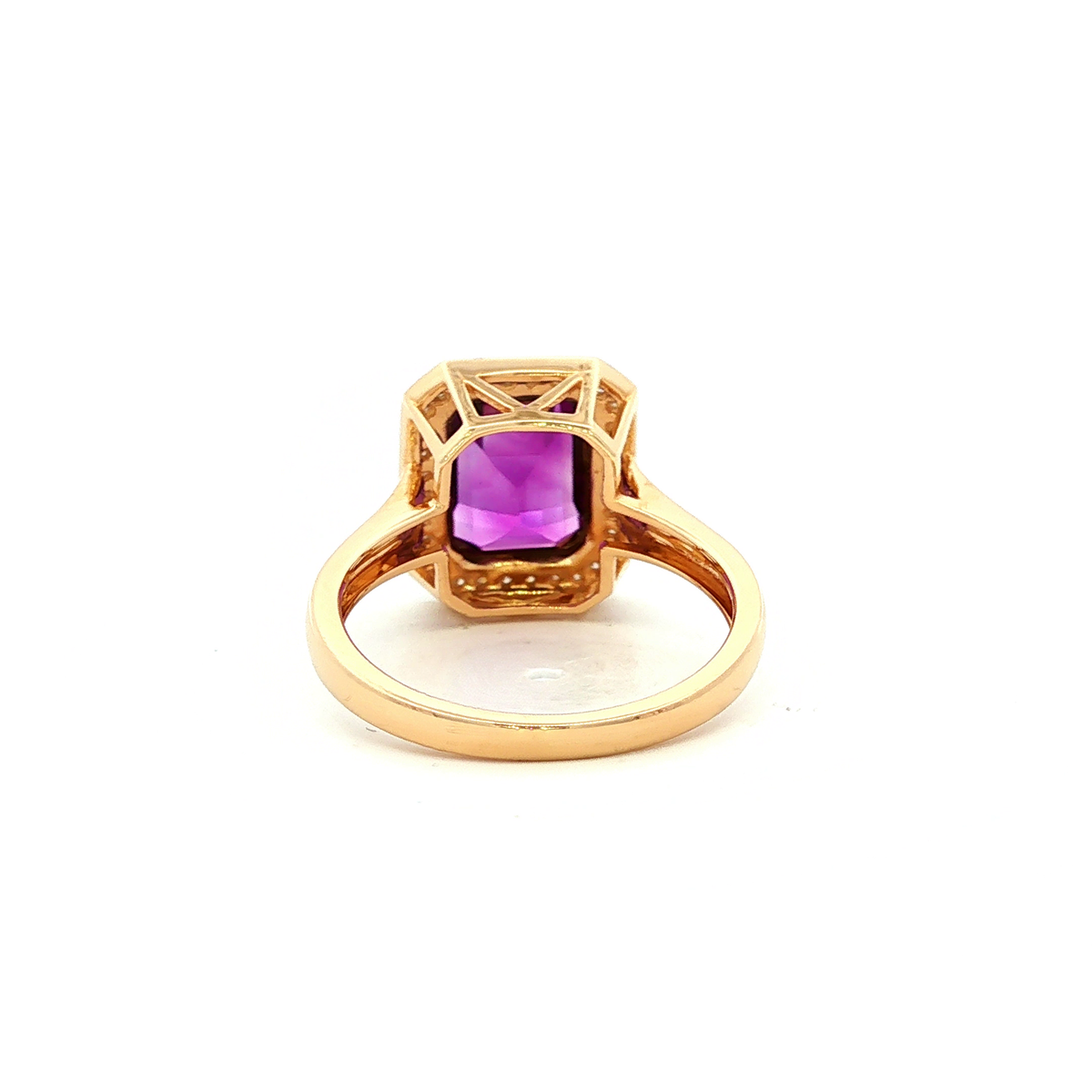 Diamond and Amethyst Ring in Yellow Gold