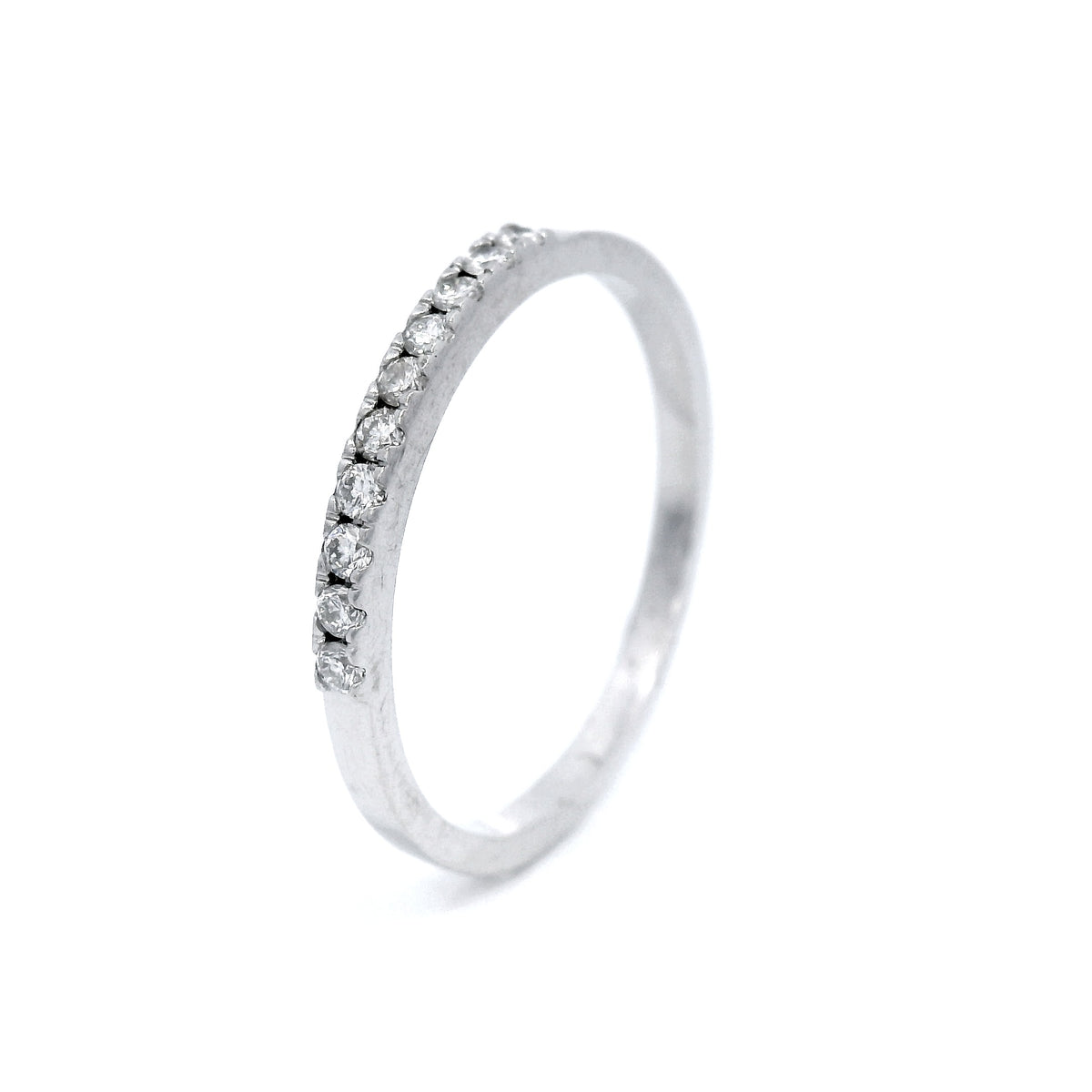 9ct White Gold 0.12ct F/SI2 Diamond Set Wedder SZ N