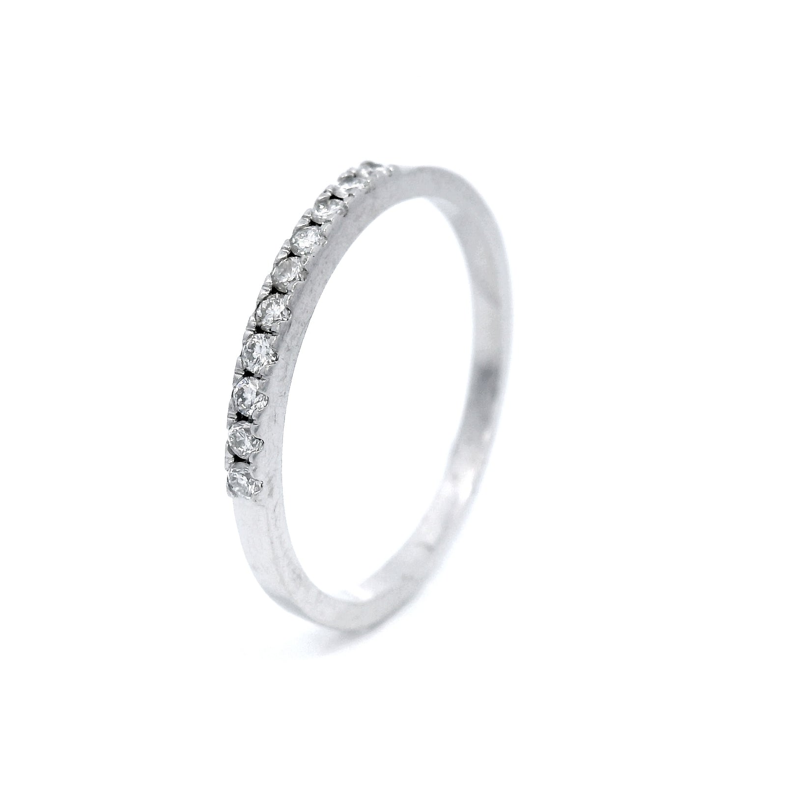 9ct White Gold 0.12ct F/SI2 Diamond Set Wedder SZ N