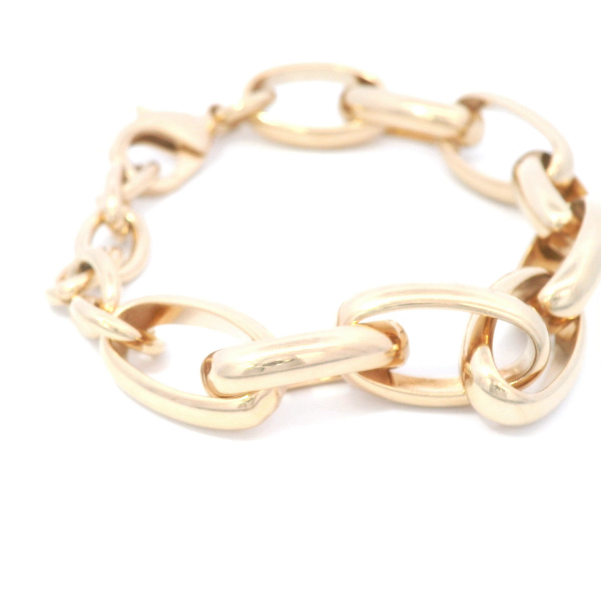 18ct YG Plated Large Oval Bracelet In Yellow Gold