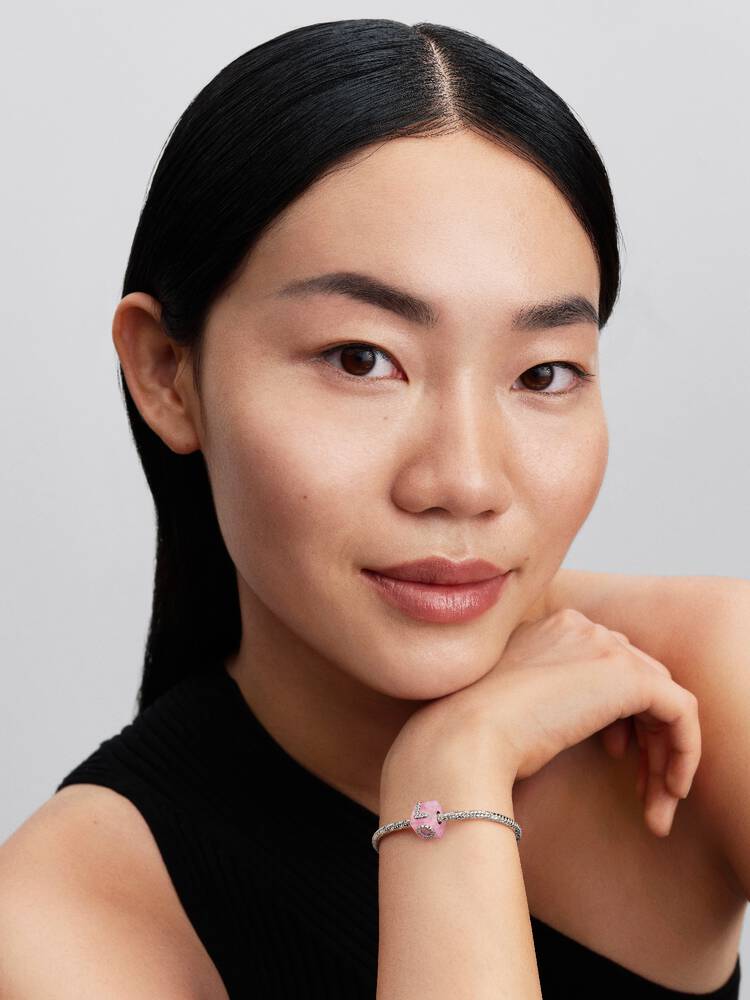 Pandora Pink Murano Glass Love Cube Charm