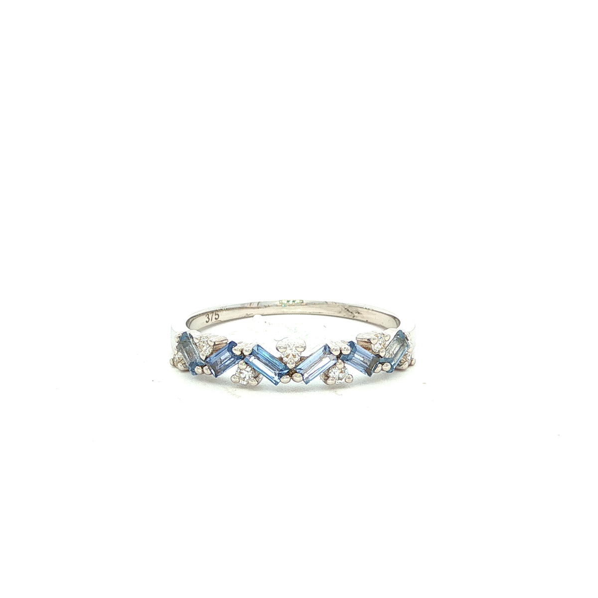Ceylon Sapphire Baguette and Diamond Dress Ring White Gold