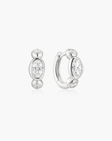 Ania Haie Silver Bezel Organic Pebble & Round Huggie Hoop Earrings
