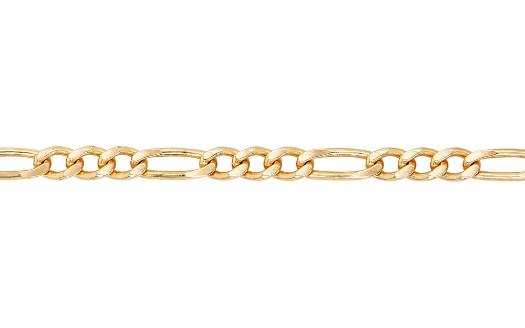 Solid Figaro 1+3 Diamond Cut in Yellow Gold