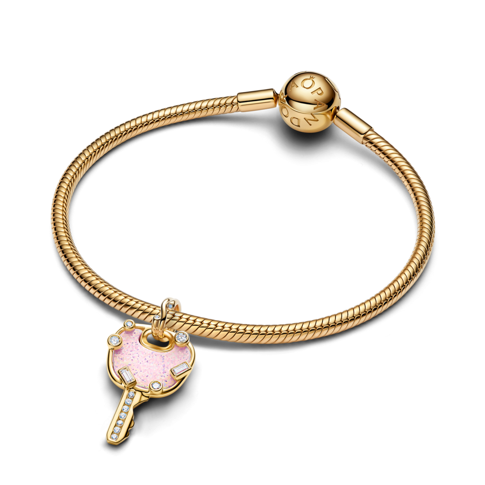 Pandora Opalescent Pink Love Key Large Dangle Charm