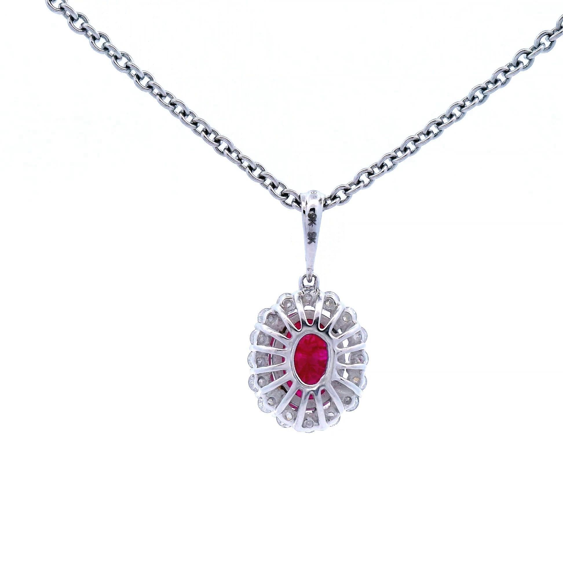 Ruby PendantSet in White Gold and White Gold Chain