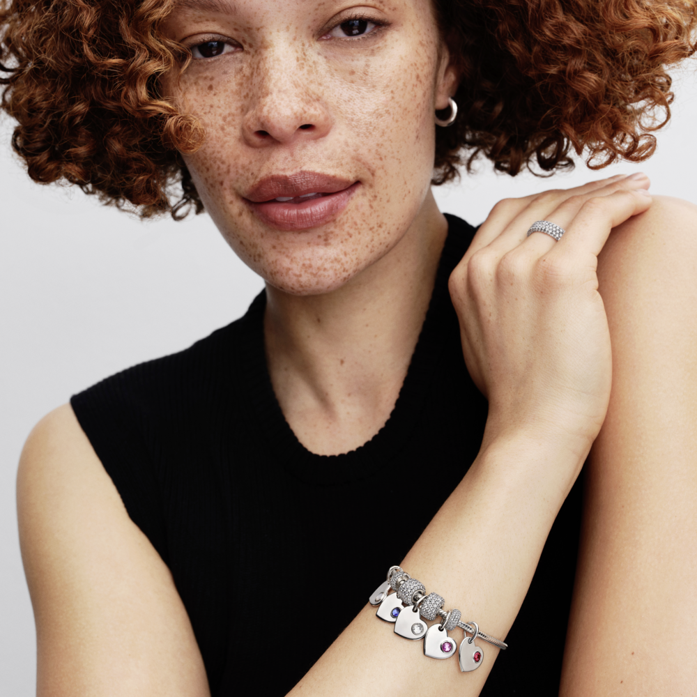 Pandora Engravable Heart Aqua Blue Stone Dangle Charm