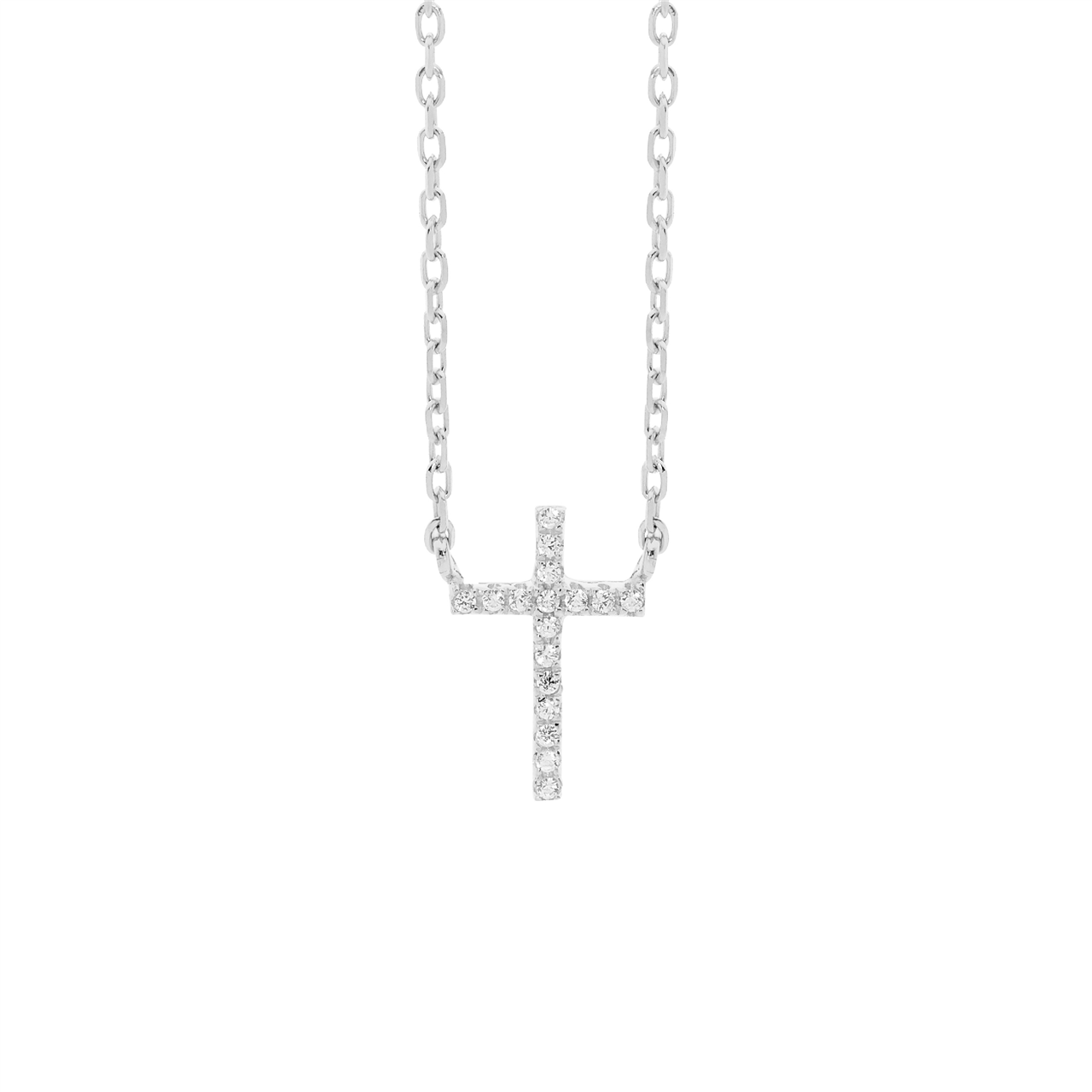 Ellani Sterling Silver Small Cross Necklace