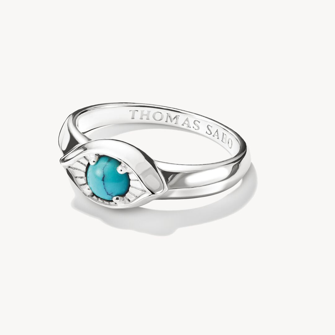 Thomas Sabo Elyndra Sterling Silver Imitation Turquoise Small Eye Ring