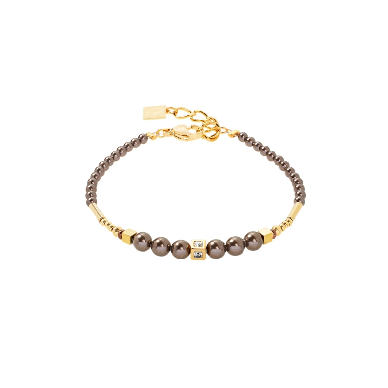 Coeur de Lion Bracelet Shimmering Princess Pearls Gold-Brown