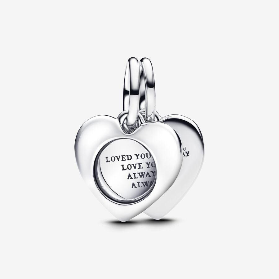 Engravable Heart Magnifying Glass Double Dangle Charm