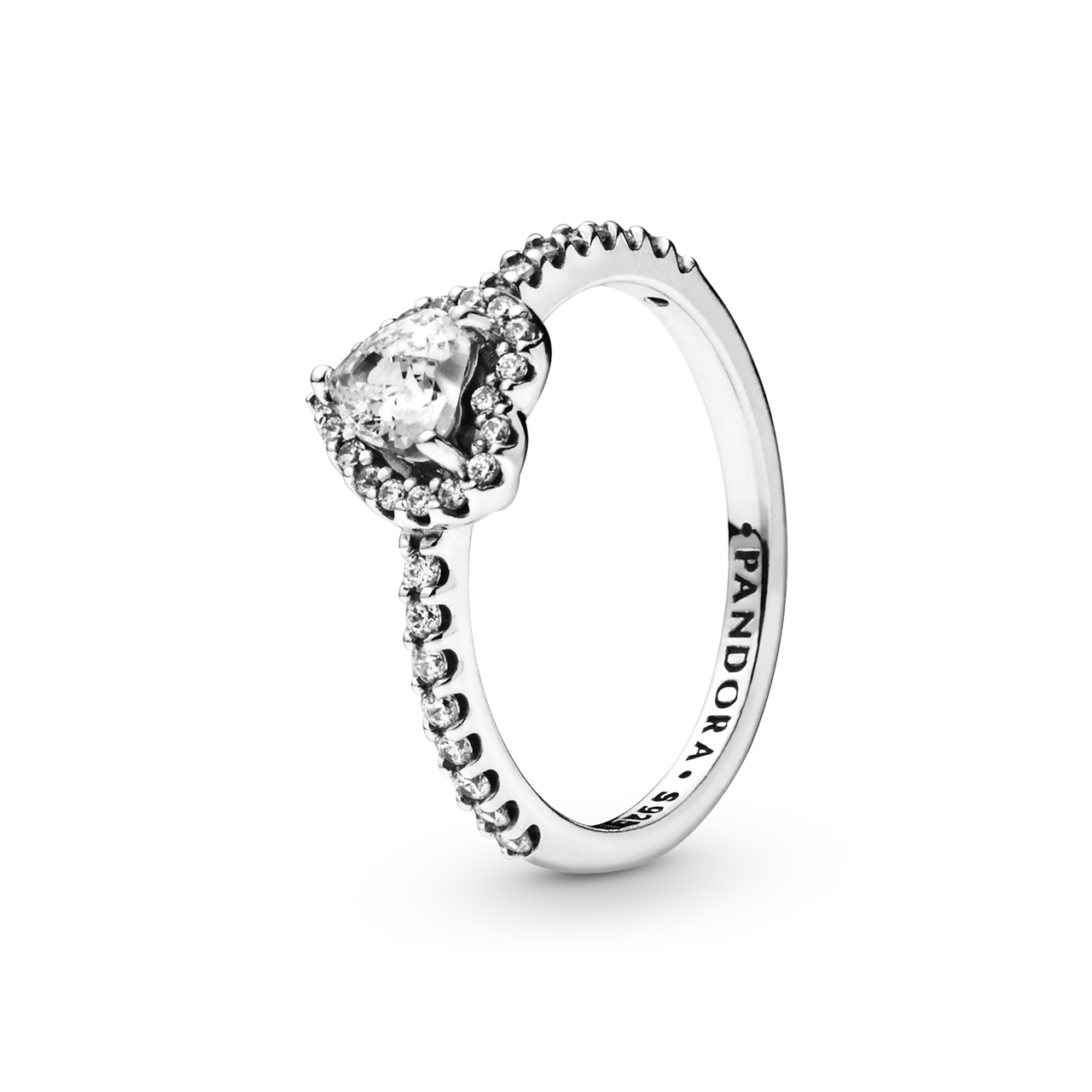 Pandora Elevated Heart Silver Ring w CZ