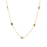 9ct YG Chain with Multi Colored Stone Circles Necklace