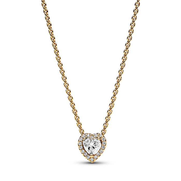 Heart 14k gold-plated collier with clear cubic zirconia