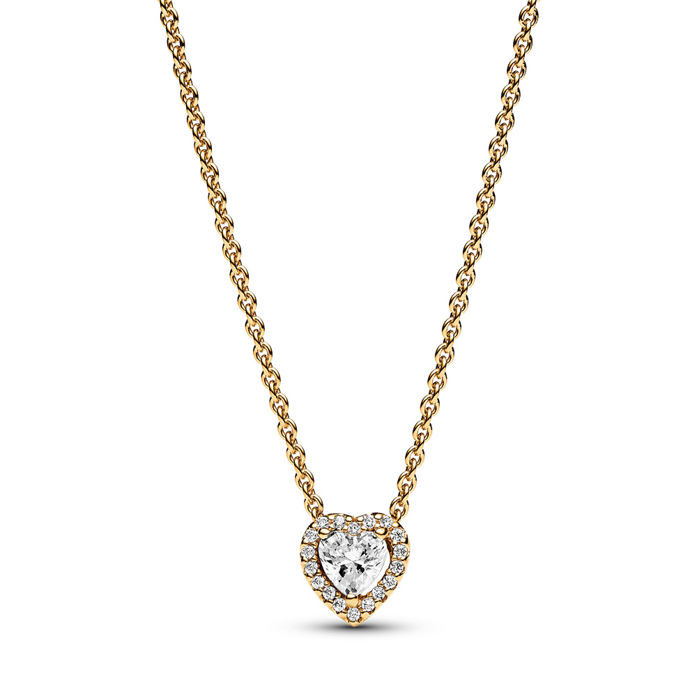 Heart 14k gold-plated collier with clear cubic zirconia
