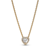 Heart 14k gold-plated collier with clear cubic zirconia
