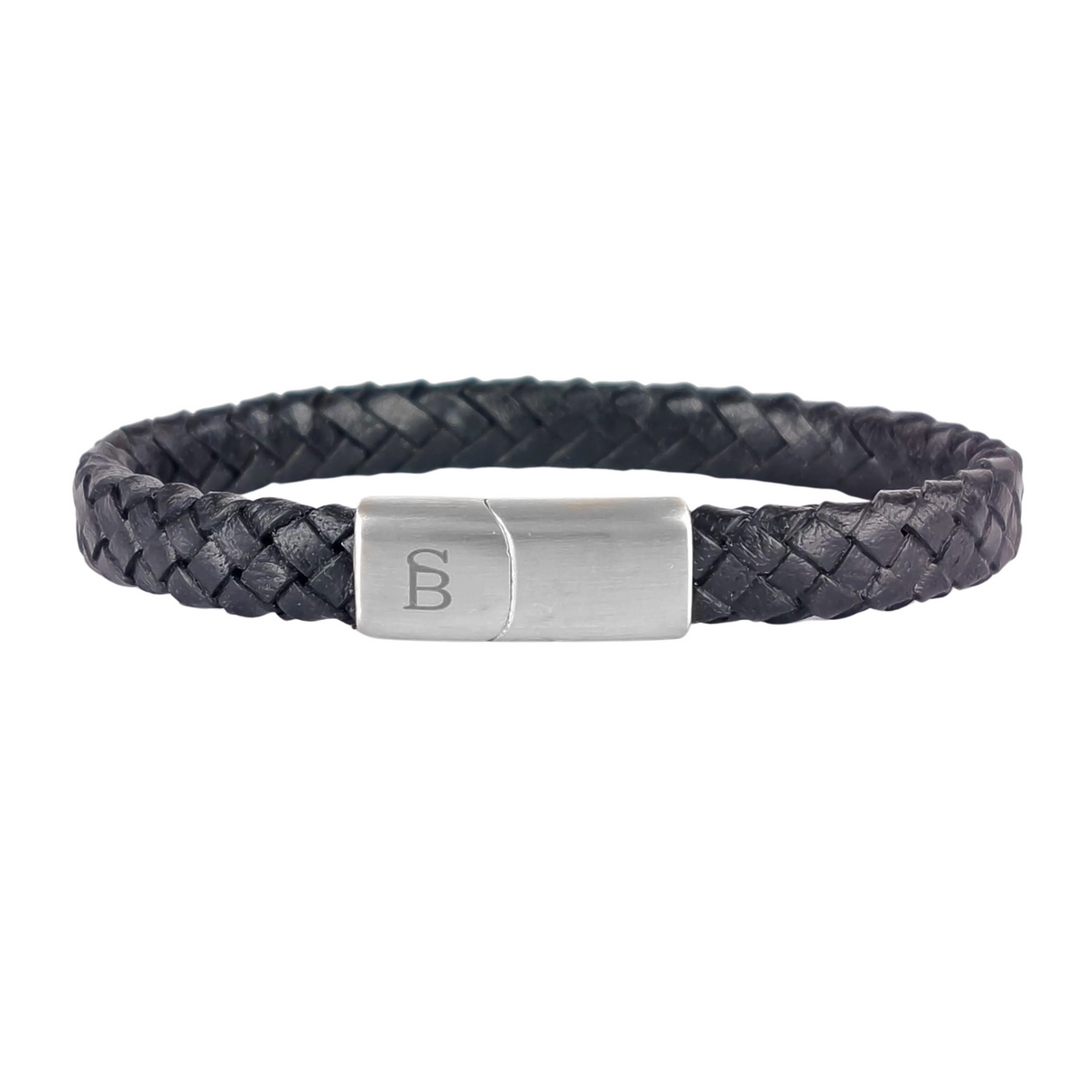Riley - Black - 8mm Leather Box Braided Bracelet