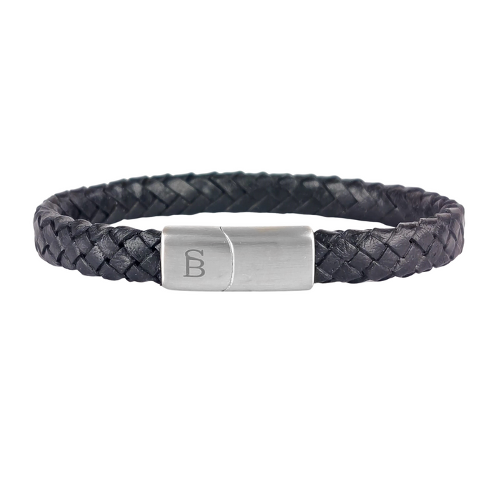Riley - Black - 8mm Leather Box Braided Bracelet