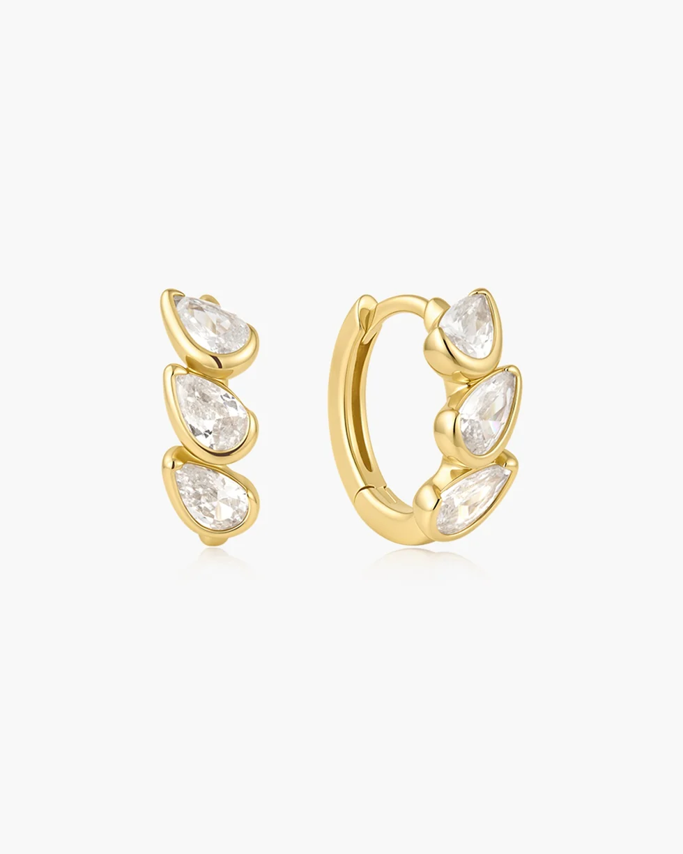 Ania Haie riple Half-Bezel Teardrop Huggie Hoop Earrings