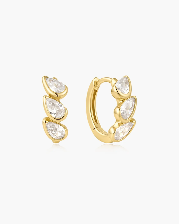 Ania Haie riple Half-Bezel Teardrop Huggie Hoop Earrings