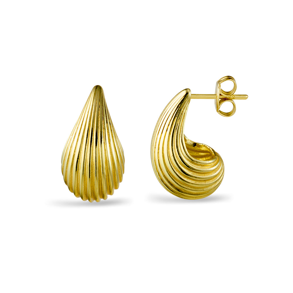 Sterling Silver Shell Detail Teardrop Stud Earrings