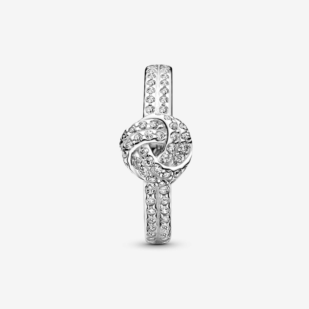Pandora Love knot silver ring with clear cubic zirconia