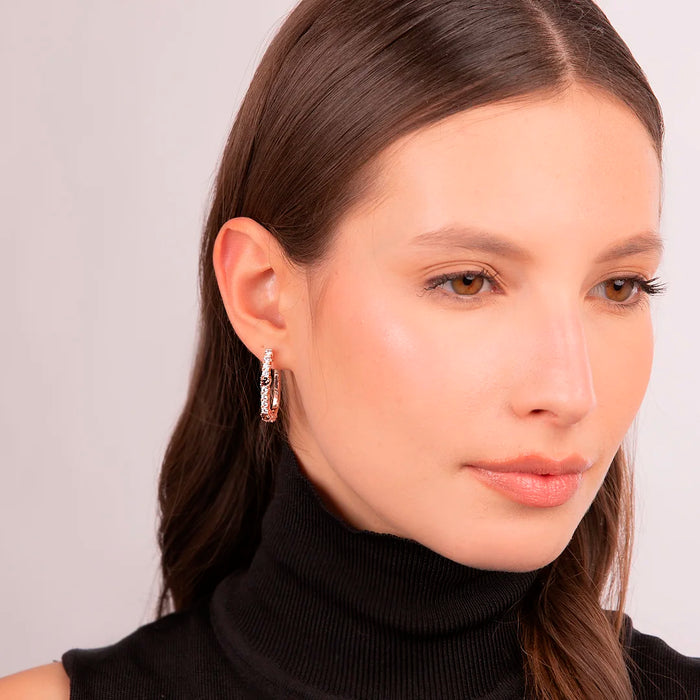 Bronzallure Miss Bronzallure Brown Cubic Zirconia Huggie Earrings