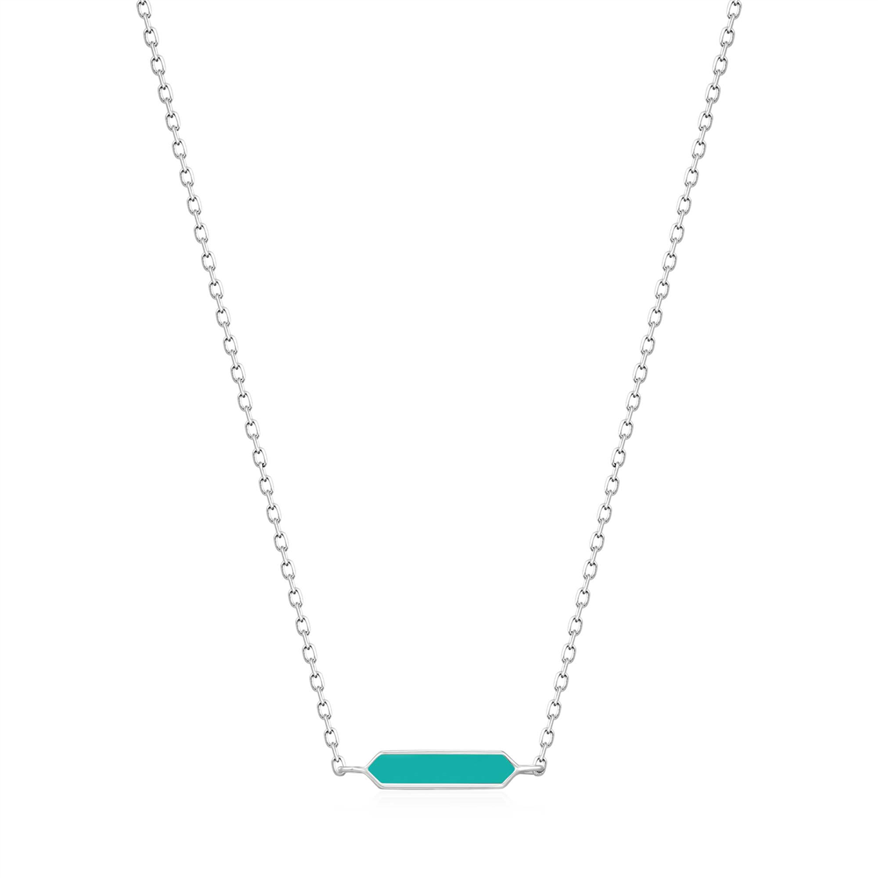 Ania Haie Bright Teal Enamel Bar Silver Necklace